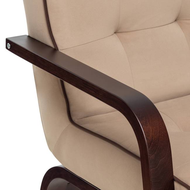 Кресло Leset Модена Орех текстура V18 бежевый, кант V23 молочный шоколад