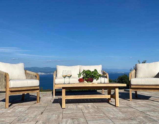 Кресло деревянное с подушками Ravona KD натуральный, бежевый 680х795х685 мм