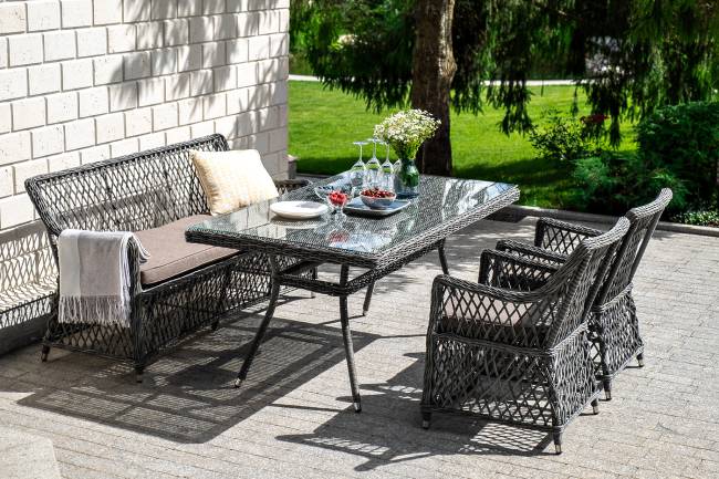 "Латте" плетеный стол из искусственного ротанга 160х90см, цвет графит