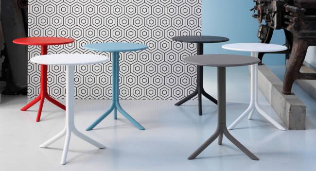 Стол пластиковый обеденный Spritz + Spritz Mini белый Ø605х400-765 мм
