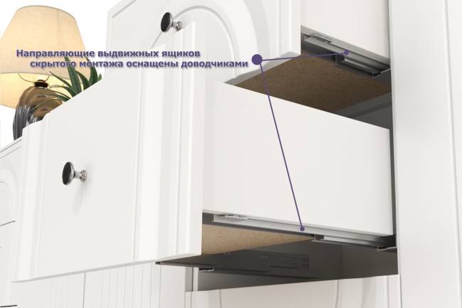 TV-тумба-комод с двумя навесными полками и пенал со стеклом в гостиную Валенсия цвет белый шагрень