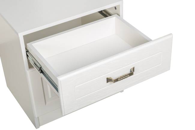 Кровать 1600 Ливерпуль с основанием и тумбой с полкой цвет ясень ваниль/белый