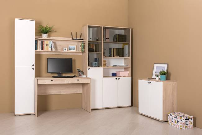 Шкаф Бостон 13.156 цвет дуб эндгрейн элегантный/фасады МДФ милк рикамо софт