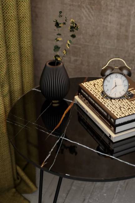 Стол журнальный "РИД Glass 430", сахара нуар/черный матовый