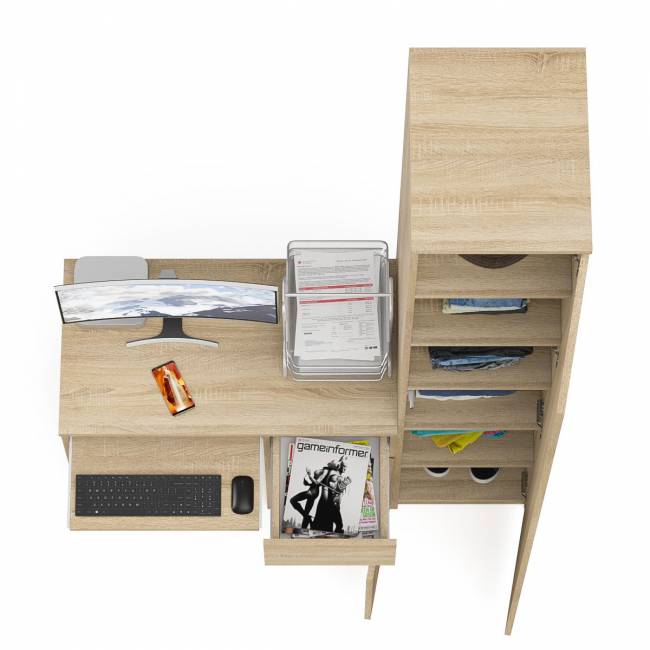 Компьютерный стол МС-1 правый с пеналом на 400 Мори цвет дуб сонома