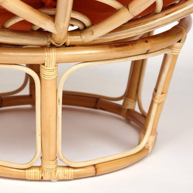 Кресло PAPASAN ECO/ПАПАСАН ЭКО P115-1/SP STD /c подушкой, ремешками/ диаметр подушки 122 см, 115x101x92 см, Natural (натуральный), ткань Оранжевый, С 23 Natural (натуральный)