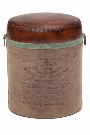 Пуф Secret De Maison CHAPELLE ( mod. M-6400 )  металл/кожа буйвола/ткань хлопок, 46 хD36см, коричневый, ткань: винтаж коричневый металл/кожа буйвола/ткань хлопок