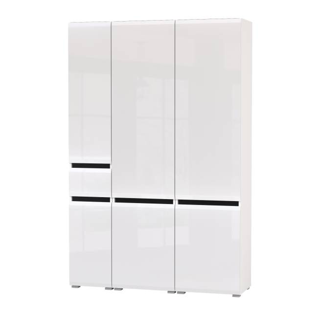 Два шкафа Сидней с дверками и один шкаф Сидней с ящиком цвет белый/чёрный/МДФ белый глянец Два шкафа Сидней с дверками и один шкаф Сидней с ящиком цвет белый/чёрный/МДФ белый глянец