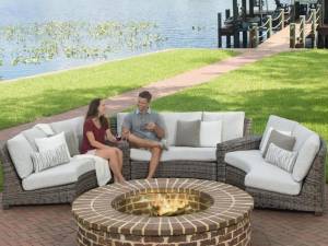 Диван модульный круглый "Авалон", из искусственного ротанга, серый, темно-серый