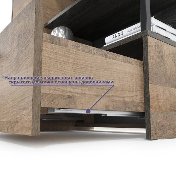 Стенка в гостиную лофт с подсветкой Трувор № 36 цвет дуб гранж песочный/интра