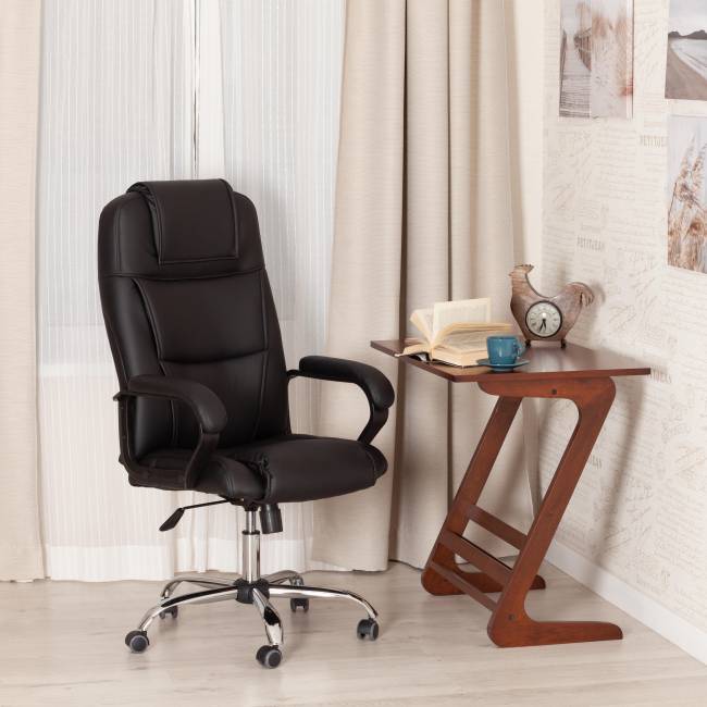 Кресло BERGAMO хром (22) кож/зам, черный, 36-6 черный кож/зам