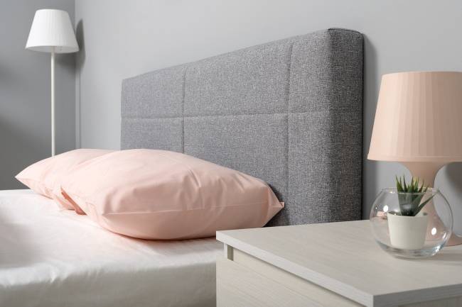 Двуспальная кровать с мягкой спинкой с ортопедическим основанием Ника цвет ясень анкор светлый