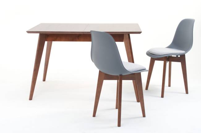Стол Сканди 120 орех со стульями Сашш орех серый ГЛ