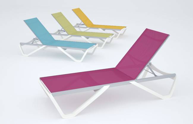 Шезлонг-лежак металлический Wave тортора, белый 1910х715х300 мм