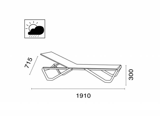 Шезлонг-лежак металлический Wave Paint тортора 1910х715х300 мм