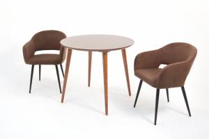 Стол Монте К 100 орех с креслами Пичч велюр коричневый