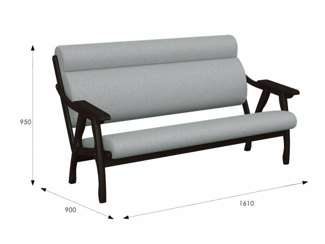 Диван Вега 10 ткань серый, каркас венге