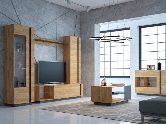 Полка Арчи 10.110 цвет дуб крафт золотой/камень тёмный