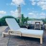 Шезлонг деревянный с матрасом Rimini натуральный, бежевый 1840х730х870 мм