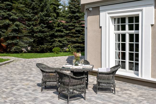 "Сицилия" обеденная группа плетеная, цвет графит