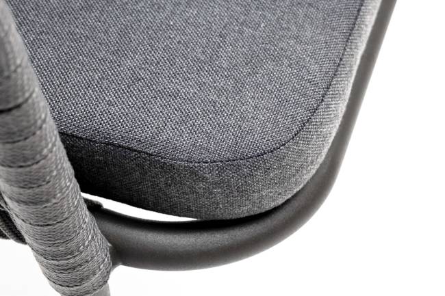 "Бордо" стул плетеный из роупа (колос), каркас алюминий серый (RAL7022) муар, роуп серый 15мм, ткань темно-серая 027 "Бордо" стул плетеный из роупа (колос), каркас алюминий серый (RAL7022) муар, роуп серый 15мм, ткань темно-серая 027