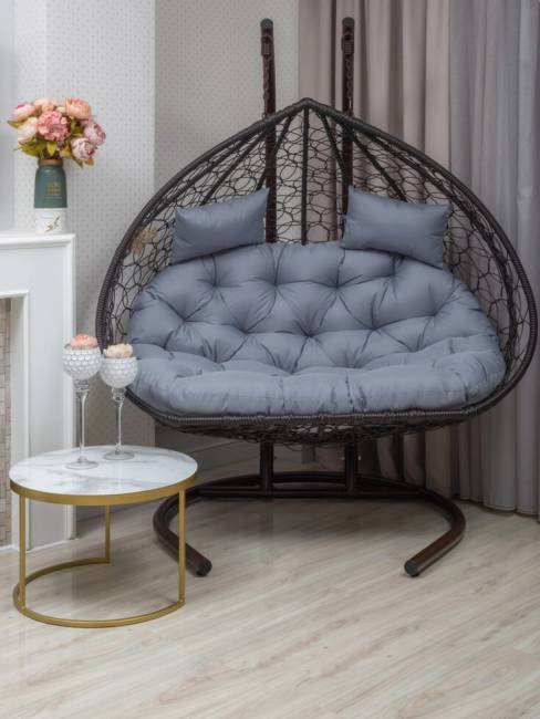 Подвесное двухместное кресло из искусственного ротанга "BUENO GRANDE", коричневый