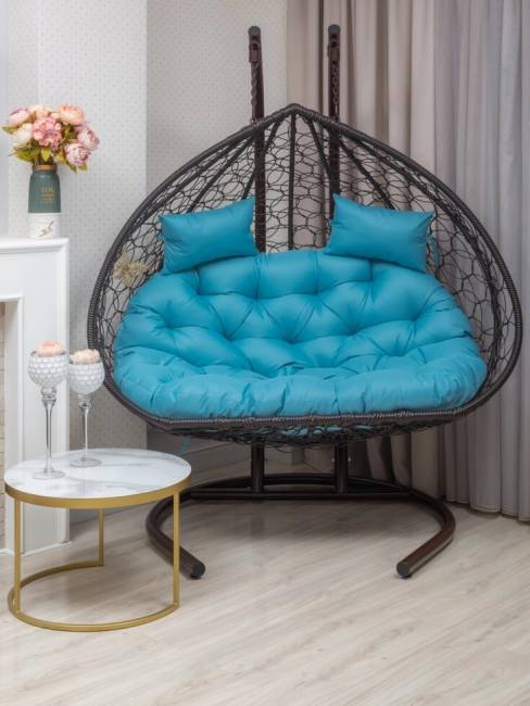 Подвесное двухместное кресло из искусственного ротанга "BUENO GRANDE", коричневый