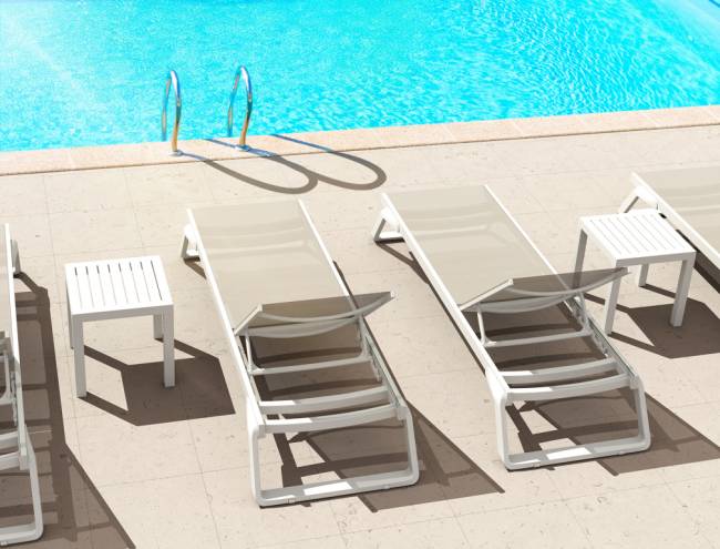 Шезлонг-лежак металлический Tropic белый, бежевый 2100х720х310 мм