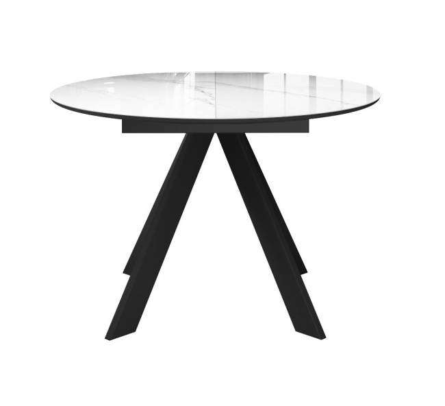 Стол DikLine SFC100 d1000 стекло Оптивайт Белый мрамор/подстолье черное Стол DikLine SFC100 d1000 стекло Оптивайт Белый мрамор/подстолье черное