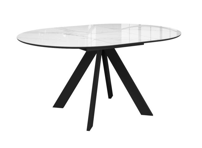 Стол DikLine SFC100 d1000 стекло Оптивайт Белый мрамор/подстолье черное Стол DikLine SFC100 d1000 стекло Оптивайт Белый мрамор/подстолье черное