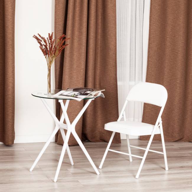 Стул складной FOLDER (mod. 3022G) каркас: металл, сиденье/спинка: экокожа, 46.5 х 47.5 х 79 см, white (белый) / white (белый) (Комплект из 6 шт.) белый каркас: металл, сиденье/спинка: экокожа