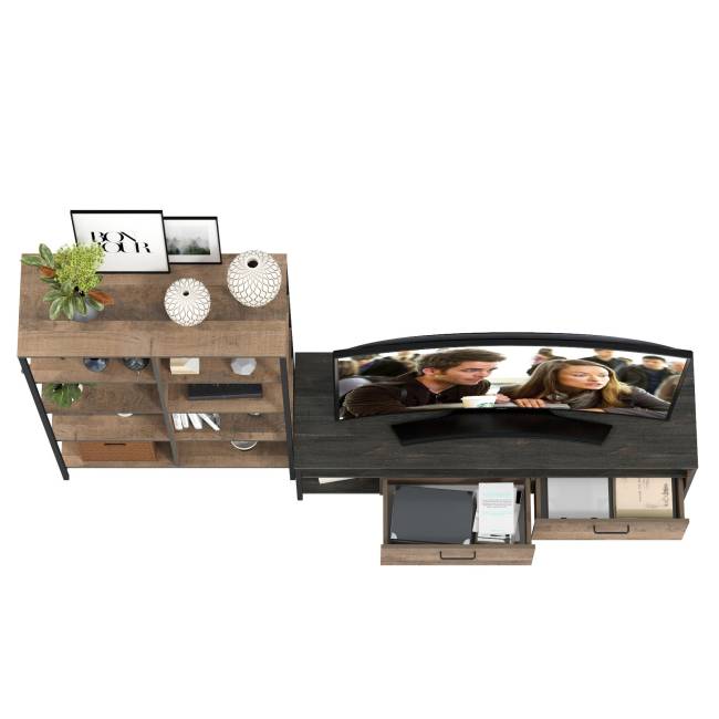 TV-тумба со стеллажом Трувор 13.151.02 цвет дуб гранж песочный/интра