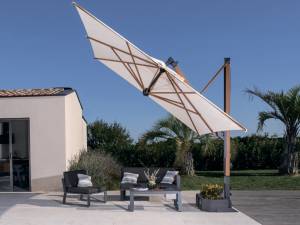 Зонт профессиональный 3х3 м Galileo Wood имитация ироко, слоновая кость 3000х3000 мм