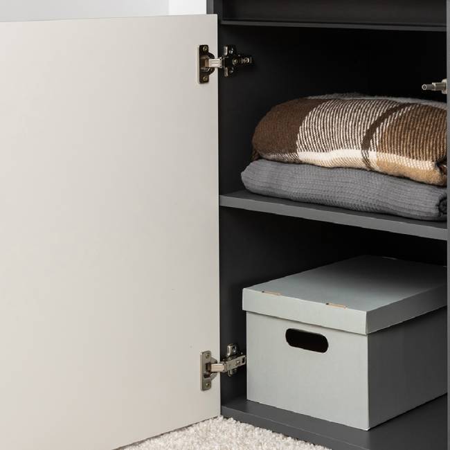 Две тумбы для телевизора с двумя верхними полочками и шкаф с дверками Сидней цвет антрацит/МДФ веллюто капучино