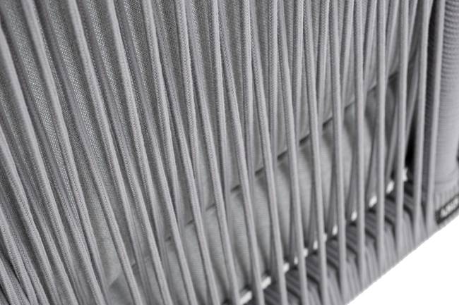 "Канны" угловой модуль плетеный из роупа, каркас алюминий белый шагрень, роуп светло-серый круглый, ткань светло-серая "Канны" угловой модуль плетеный из роупа, каркас алюминий белый шагрень, роуп светло-серый круглый, ткань светло-серая