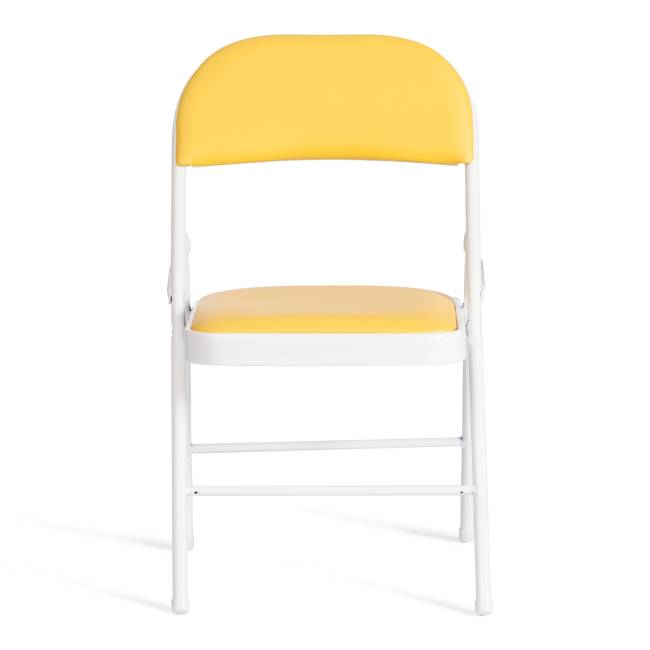 Стул складной FOLDER (mod. 3022G) каркас: металл, сиденье/спинка: экокожа, 46.5 х 47.5 х 79 см, yellow (желтый) / white (белый) (Комплект из 6 шт.) желтый, белый каркас: металл, сиденье/спинка: экокожа