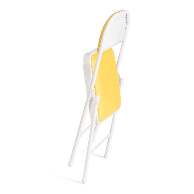 Стул складной FOLDER (mod. 3022G) каркас: металл, сиденье/спинка: экокожа, 46.5 х 47.5 х 79 см, yellow (желтый) / white (белый) (Комплект из 6 шт.) желтый, белый каркас: металл, сиденье/спинка: экокожа