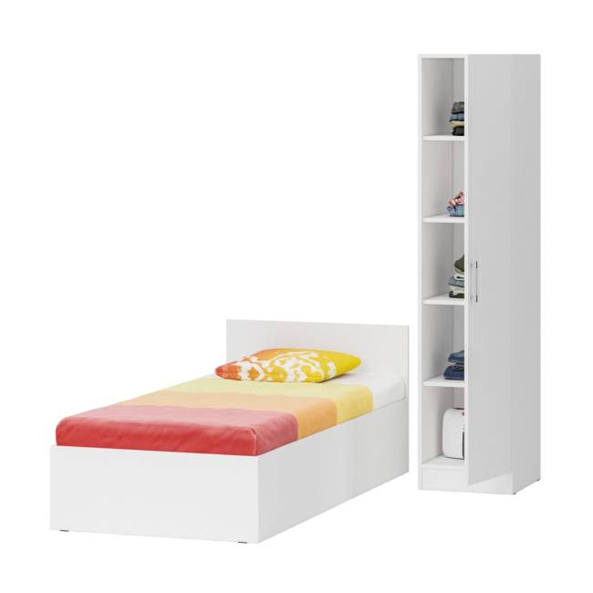 Кровать белая односпальная 900 с пеналом Стандарт цвет белый