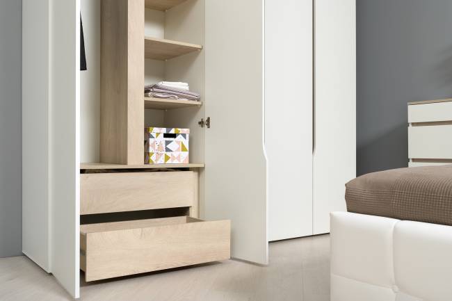 Два шкафа двустворчатых Муссон цвет белый/дуб эндгрейн элегантный