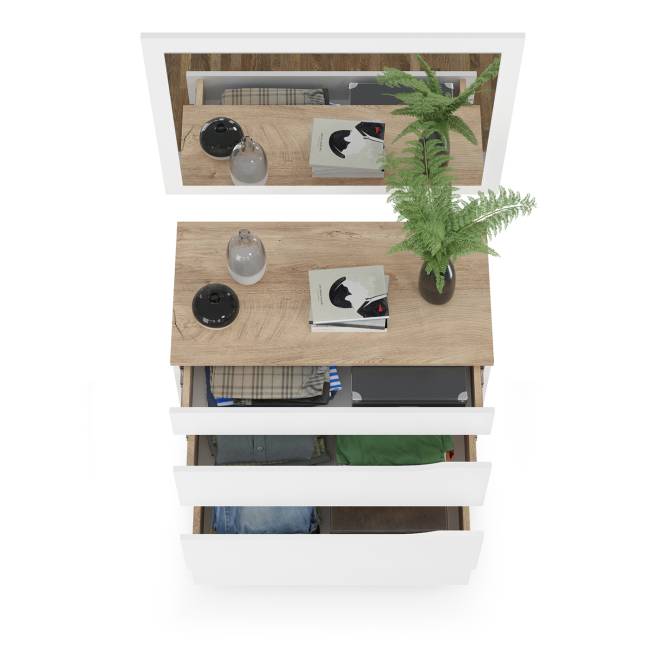 Комод с зеркалом Муссон цвет белый/дуб эндгрейн элегантный Комод с зеркалом Муссон цвет белый/дуб эндгрейн элегантный