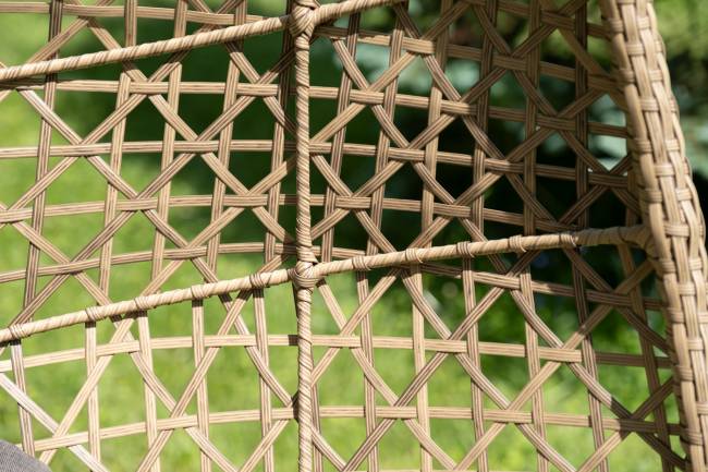 "Флоренция" подвесное кресло-кокон из искусственного ротанга, цвет соломенный с серой подушкой