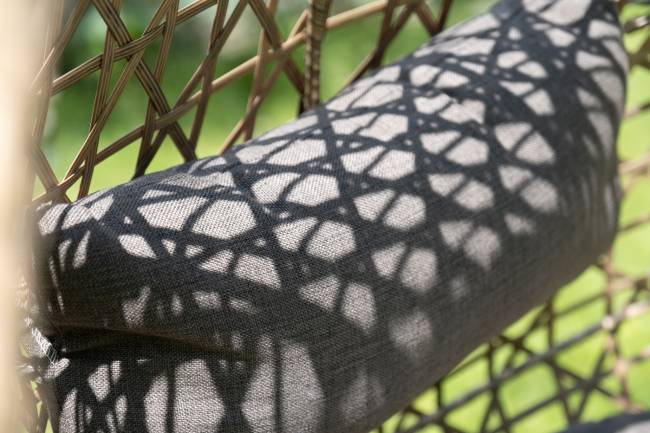 "Флоренция" подвесное кресло-кокон из искусственного ротанга, цвет соломенный с серой подушкой