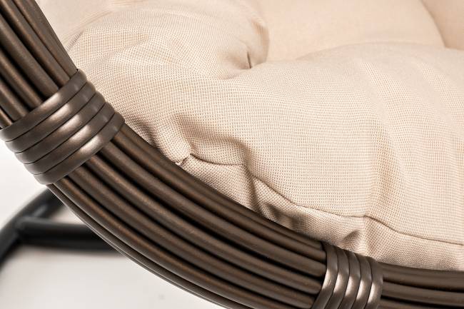 "Венеция" подвесное кресло-кокон из искусственного ротанга, цвет бронзовый с бежевой подушкой