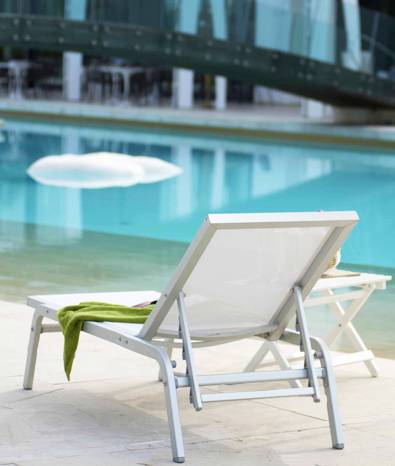 Шезлонг-лежак металлический Navy серебристый 2000х600х1000 мм