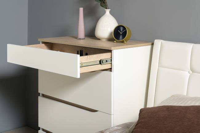 Набор мебели для спальни Муссон с кроватью 1600 цвет белый/чёрный/дуб эндгрейн элегантный/кожзам белый Набор мебели для спальни Муссон с кроватью 1600 цвет белый/чёрный/дуб эндгрейн элегантный/кожзам белый