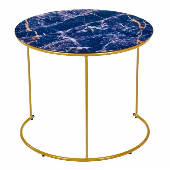 Набор кофейных столиков Tango темно-синий с ножками матовое золото, 2шт