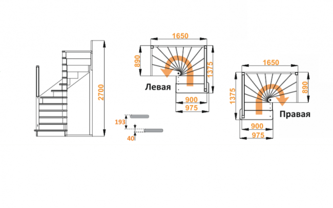 Деревянная лестница ЛС-04м под покраску