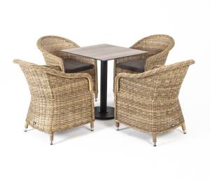 "Каффе" обеденная группа на 4 персоны, стулья соломенные "Каффе" обеденная группа на 4 персоны, стулья соломенные