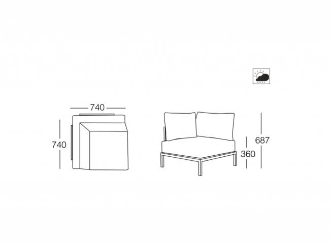 Диван модульный Slim Stripe 2960х740х687 мм