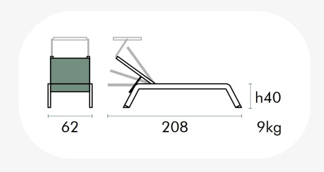 Шезлонг-лежак металлический Comfort 2080х620х400 мм